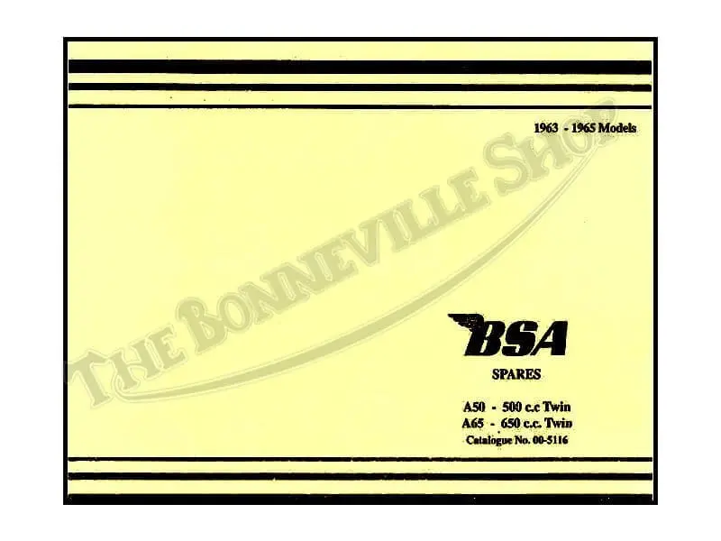 00 5116 a01 1963 1964 1965 bsa a50 a65 thunderbolt lightning parts book