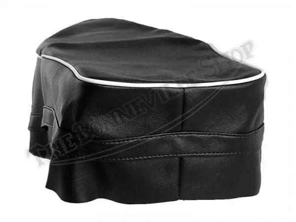 42 9072 C 04 BSA A7 A10 B31 C15 ETC ROUND NOSE SEAT COVER WITH WHITE PIPING SWINGARM