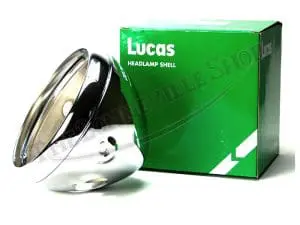 Genuine Lucas Triumph T140 Chrome Headlight Shell And Rim 1979-82 Pn# 5411506 99-7098 4 Genuine Lucas Headlight Shell T