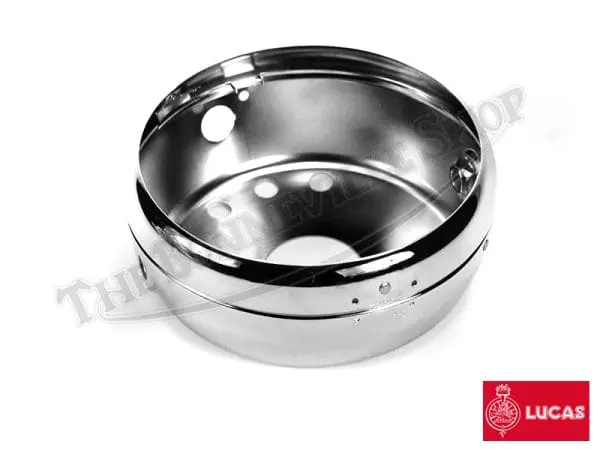 Genuine Lucas Flatback Headlight Shell With Holes