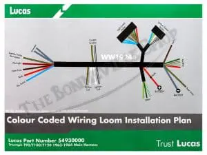 Triumph 350 500 650 Genuine Lucas Cloth Wiring Harness (1) 1963-64 Pn# 54930000 G 4 54930000 G Triumph 350 500 650 Genuine Lucas Cloth Wiring Harness 1963 64 1