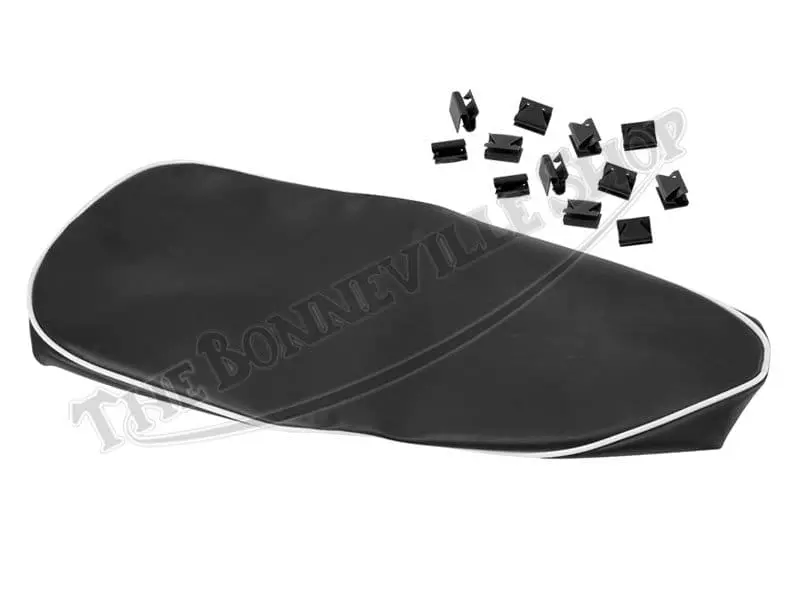 Bsa A50 A65 Lightning Thunderbolt Flat Top Seat Cover 1963-66 With Trim And Sprags Pn# 68-9331 C 68-9024 C 60-0697 1 68 9331 C 68 9024 C 60 0697 01 Bsa A50 A65 Lightning Thunderbolt Flat Top Seat Cover 1963 66 With Trim And Sprags