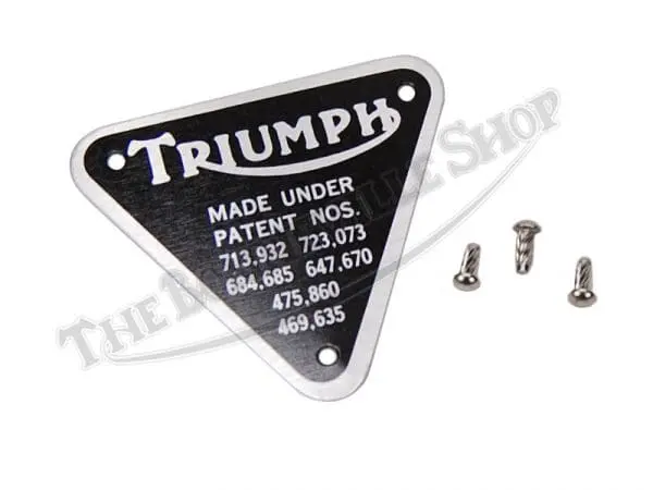 70 4016 02 Triumph Patent Plate With Rivets Alloy