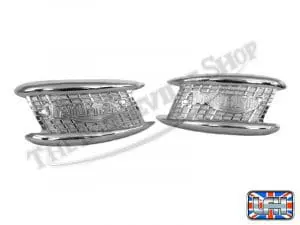 Triumph 350 500 650 Petrol Tank Emblem Set &Quot;Garden Gate&Quot; 3 Gallon Us-Spec Pn# 82-4127 82-4128 F4127 F4128 3 82 4127 82 4128 02 Triumph Trophy Bonneville Garden Gate Tank Badge Emblem Set 1