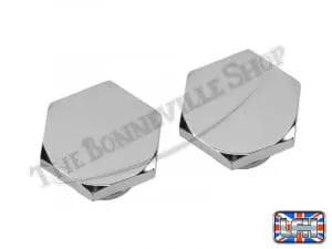 97 1065 04 Triumph Pre Unit Chrome Fork Top Nuts Pair
