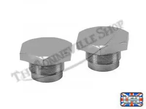 97 1065 05 Triumph Pre Unit Chrome Fork Top Nuts Pair