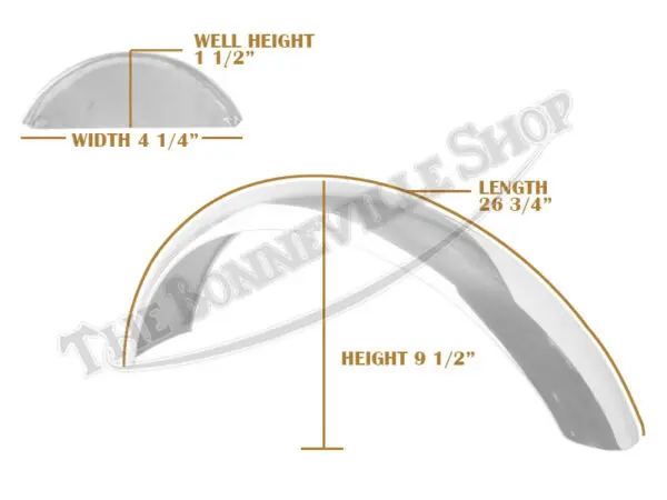 Triumph T100C TR6C up to 1968 Mild Steel Front Speedwell Mudguard/Fender PN# 97-1675