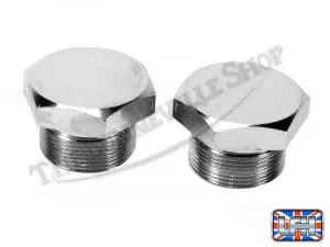Bsa A50 A65 B44 B25 Triumph Tr25 Chrome Fork Top Nuts (2) 20Tpi Pn# 41-5146 41-5129 97-2652 3 97 2652 02 Triumph Tr25 Bsa B25 Fork Top Nuts Pair Chrome