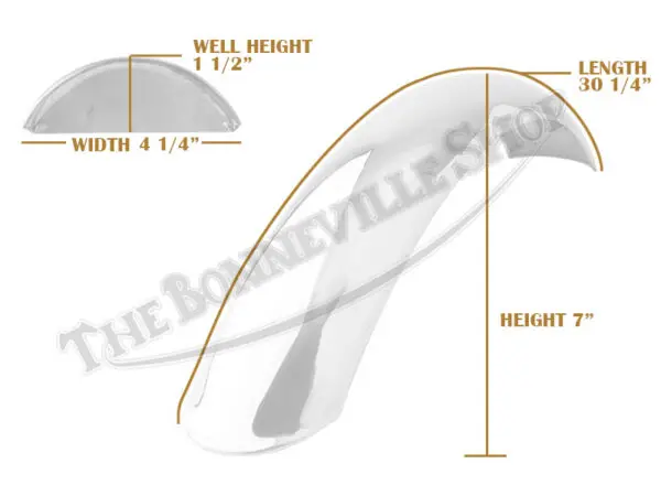 Triumph TR5T/BSA B50MX Front Stainless Steel Mudguard / Fender PN# 97-4072
