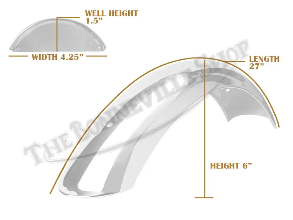 Triumph T140D Front Mudguard Chrome 5-Holes 1979-1980 Pn# 97-7065 3 T140D Front Chromed 79-80 Pn# 97-7065