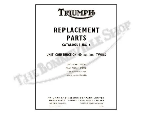 Triumph T Bonneville Tr Trophy Parts Book