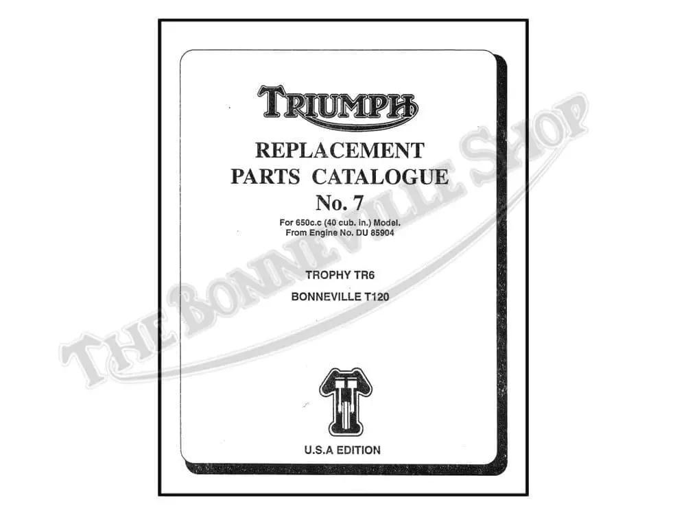 Triumph T120 Bonneville Tr6 Trophy 1969 Parts Book #7 Pn# 99-0882 1 Triumph T Bonneville Tr Trophy Parts Book