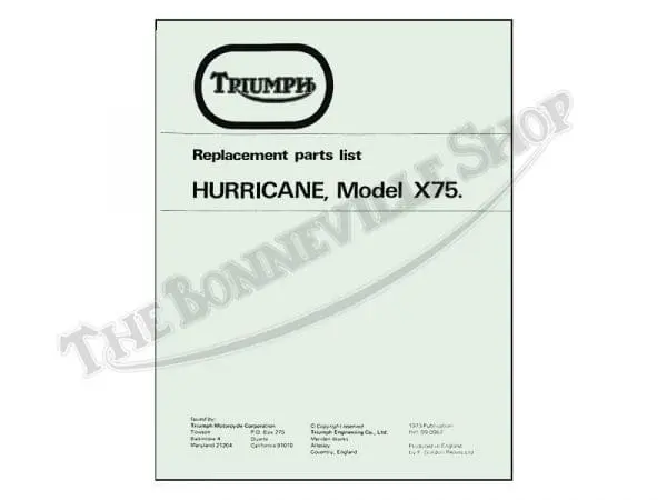 99 0967 A01 1973 Triumph X75 Vetter Hurricane Parts Book