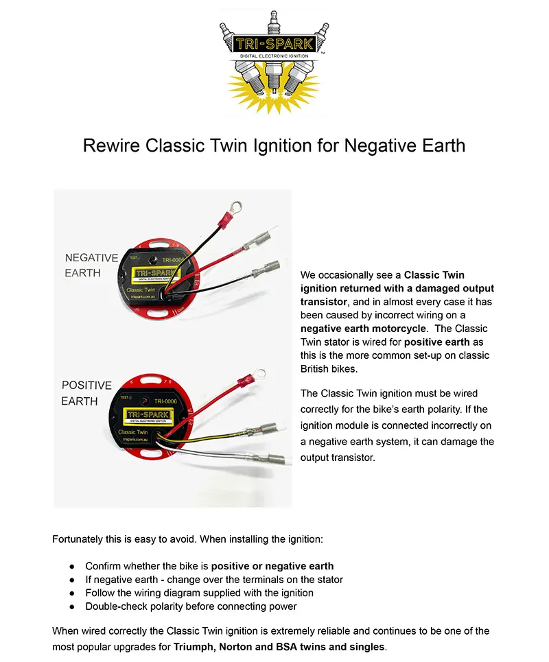 Rewire Classic Twin Ignition For Negative Earth