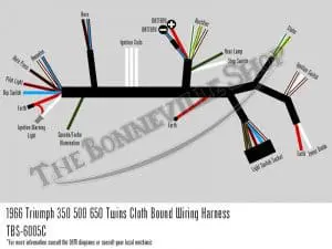 Tbs 6005C 54938941 02 1966 Triumph 350 500 650 Twins Cloth Bound Wiring Harness Lucas