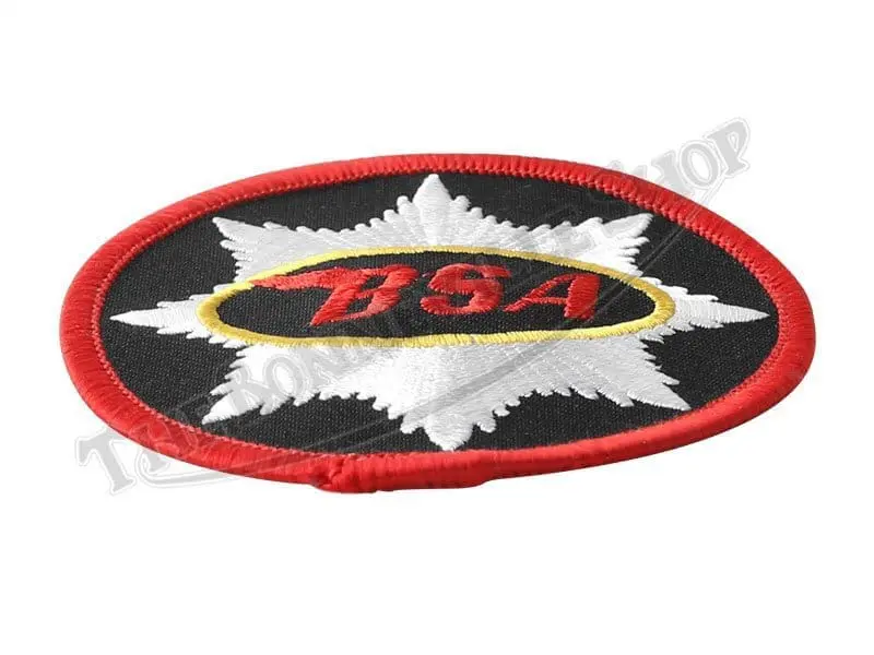 Bsa A50 A65 Etc Round Embroidered Patch Badge Silver On Black Pn# Tbs-9557 3 Tbs Bsa A A Etc Round Embroidered Patch Badge Silver On Black