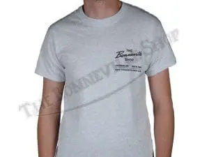 The Bonnie Shop Script Logo T-Shirt Grey With Black Ink Triumph Norton Bsa Pn# Tbs-9994 3 The Bonnie Shop Script Logo T-Shirt Grey With Black Ink Pn# Tbs-9994