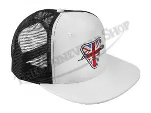 Tbs Hat02 03 The Bonneville Shop Patent Plate Logo Black And White Trucker Hat 1