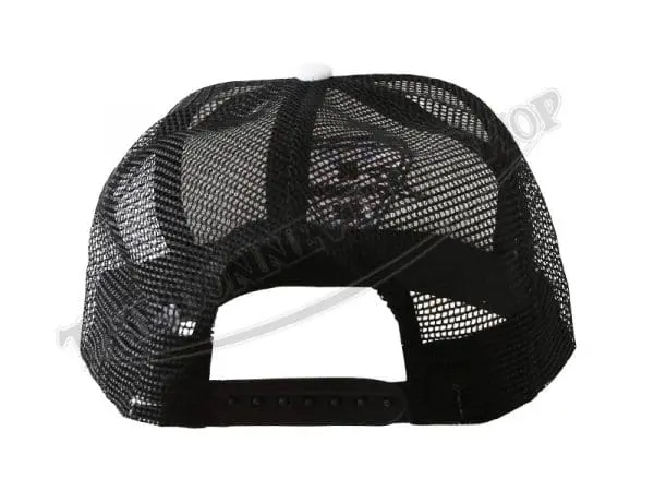 TBS HAT02 04 THE BONNEVILLE SHOP PATENT PLATE LOGO BLACK AND WHITE TRUCKER HAT 1