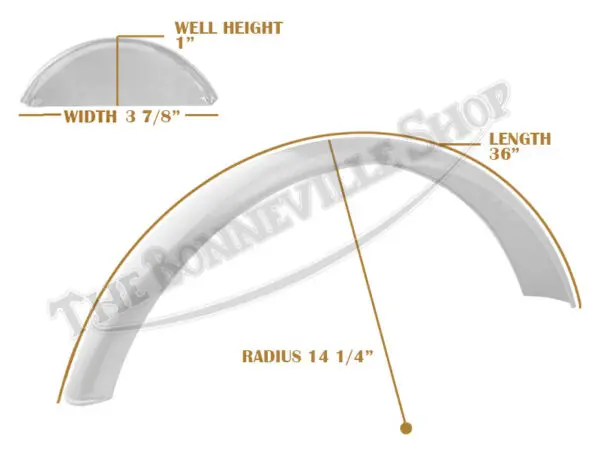 Universal Mudguard MC1 R14 1/4 36-inch Beaded Mild Steel Fender PN# TBS-SPE0011