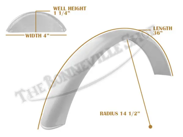 Universal Mudguard MC1 R14 1/2 36-inch Beaded Mild Steel Fender PN# TBS-SPE0013