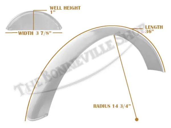Universal Mudguard MC1 R14 3/4 36-inch Beaded Mild Steel Fender PN# TBS-SPE0015