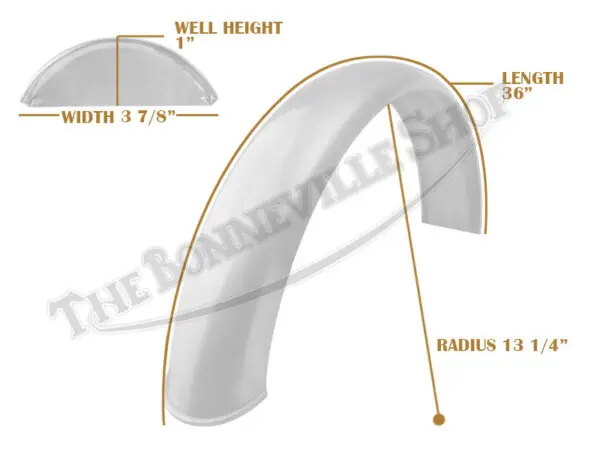 Universal Mudguard MC1 R13 1/4 36-inch Beaded Alloy Fender PN# TBS-SPE0021