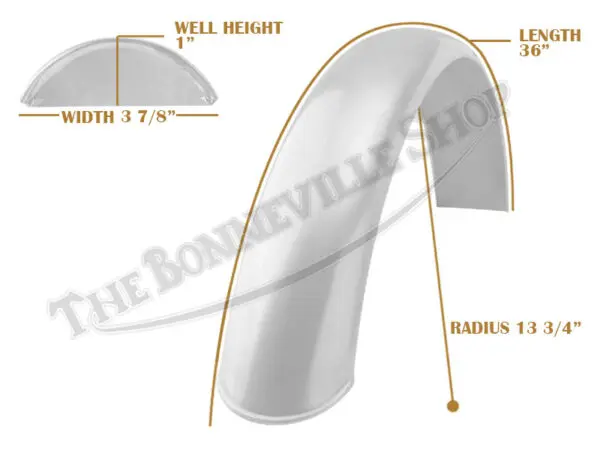 Universal Mudguard MC1 R13 3/4 36-inch Beaded Alloy Fender PN# TBS-SPE0025
