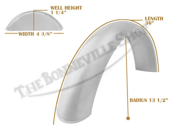 Universal Mudguard MC2 13 1/2 36 B Fender Bare Steel PN# TBS-SPE0050