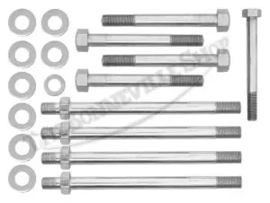 Triumph 650 Unit Complete Cylinder Head Bolt And Washer Kit 1963–1970 Pn# Tbs-0054 A 3 70 1596A Kit 01 Triumph Unit 650 T120 Tr6 Bonneville Tiger 63 70 Headbolt Kit Long Stud