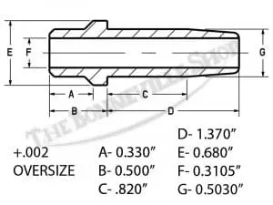 Triumph 650 750 Kibblewhite Mn-Brze Inlet/Exhaust Non-Seal Valve Guides (2) Pn# 70-2899 M 70-2900 71-3294 71-3295 4 70 2899M 02 Oversize Triumph Valve Guide