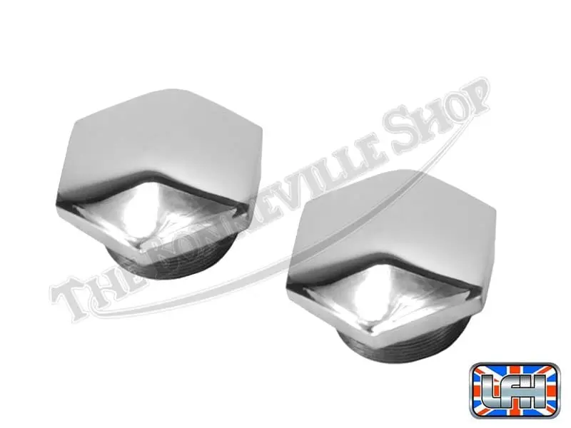 Triumph Bsa 500 650 Chrome Fork Top Nuts (2) Uk Made 1964-67 26Tpi Pn# 97-1658 C 5 97 1658 C 01 Fork Top Nuts Chrome 63 67