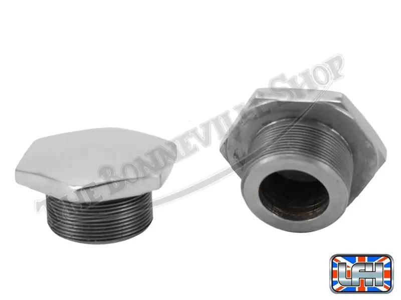 Triumph Bsa 500 650 Chrome Fork Top Nuts (2) Uk Made 1964-67 26Tpi Pn# 97-1658 C 4 97 1658 C 02 Fork Top Nuts Chrome 63 67