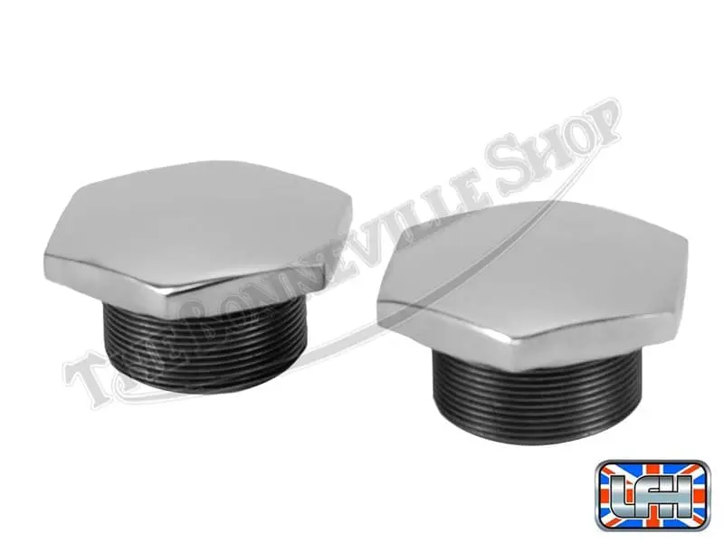 Triumph Bsa 500 650 Chrome Fork Top Nuts (2) Uk Made 1964-67 26Tpi Pn# 97-1658 C 3 97 1658 C 03 Fork Top Nuts Chrome 63 67