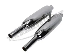 Triumph 650 Pre-Unit Duplex Frame Exhaust Silencer Pair 1960-62 Uk Made Pn# 70-4118 W 70-4119 W 3 Triumph Duplex Silencers Wassell Pre Unit