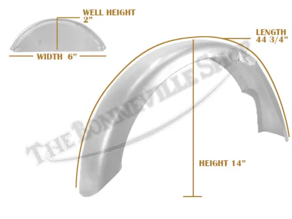 Triumph 500 650 Bare Steel Lipped Rear Mudguard Fender1964-67 PN# 82-6965 F6965