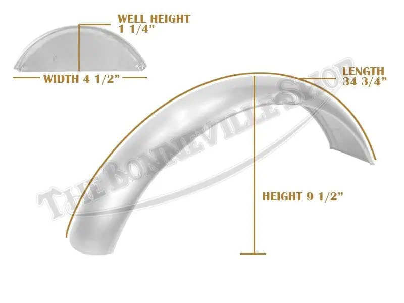 Triumph 500 650 Bare Steel Front Speedwell Mudguard / Fender With Beaded Lip Pn# 97-2268 H2268 2 97 2268 06 Triumph Beaded Front Mudguard Master