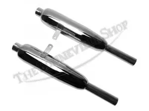 Triumph 650 Pre-Unit Duplex Frame Exhaust Silencer Pair 1960-62 Pn# 70-4118 T 70-4119 T E4118 E4119 3 70 4118T 70 4119T 03 Triumph 650 Pre Unit Duplex Frame Exhaust Silencer Pair 1960 62 Pn 70 4118 T 70 4119 T E4118 E4119