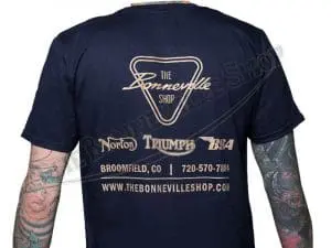Patent Plate Logo Navy Blue T-Shirt Triumph Norton Bsa Pn# Tbs-9988 4 Tbs 9988 03 The Bonneville Shop Patent Plate Logo Navy Blue T Shirt Triumph Norton Bsa 1