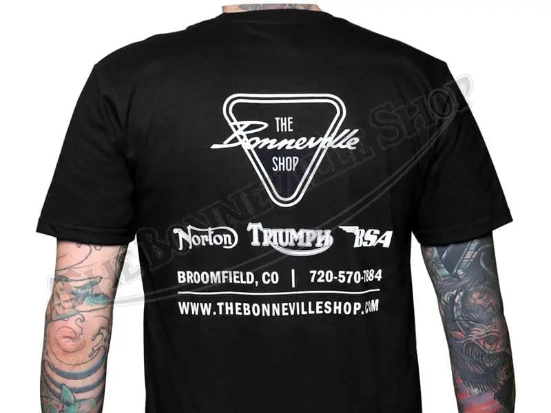Patent Plate Logo Black T-Shirt Triumph Norton Bsa Pn# Tbs-9989 3 Tbs 9989 02 The Bonneville Shop Patent Plate Logo Black T Shirt Triumph Norton Bsa 1