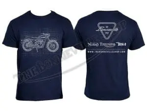 Triumph T110 Blueprint T-Shirt Navy Blue With White Ink Pn# Tbs-9982 3 Tbs-9982-01-Triumph-T110-Blueprint-Tshirt