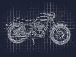 Triumph T110 Blueprint T-Shirt Navy Blue With White Ink Pn# Tbs-9982 4 Blueprint T-Shirt Navy Blue With White Ink Pn# Tbs-9982