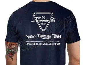 Triumph T110 Blueprint T-Shirt Navy Blue With White Ink Pn# Tbs-9982 5 Triumph Motorcycle T-Shirt