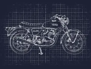 Norton Roadster Blueprint T-Shirt Navy Blue With White Ink Pn# Tbs-9983 3 A Blueprint Of A Motorcycle