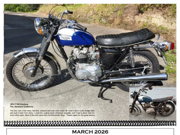 2026 Brit Bike Calendar PN# TBS-CALENDAR