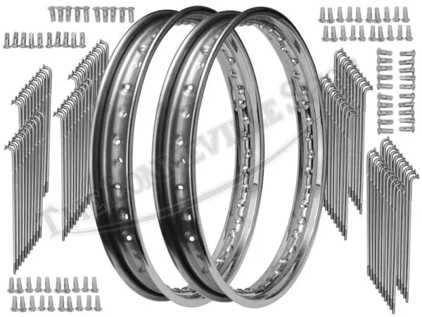 Norton Full Width Front And Rear 19&Quot; Wm2 Rolltru Premium Rim And Spoke Sets Uk Made Kit Pn# Mb41 06-7712 Nm18350