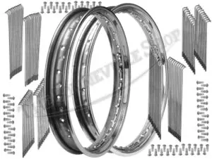 Triumph Bsa Stainless Conical Front Wm2 19&Quot; &Amp; Rear 18&Quot; Wm3 Rims And Spoke Sets Uk Made Kit Pn# Mc270 37-3818 Mc260
