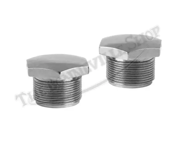 BSA M20 B34 C12 A10 A65 Chrome Fork Top Nut Pair (2) UK Made 1949-68 PN# 65-5331