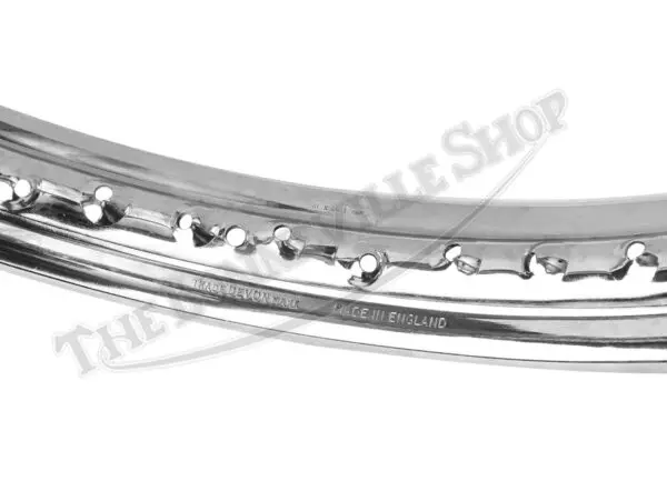 BSA 500 650 Valtru British Triple Chrome Front 19" x WM2 x 8" Single Sided Half Width Hub Devon Rim UK Made PN# 68-5556 CE 67-5543 CE