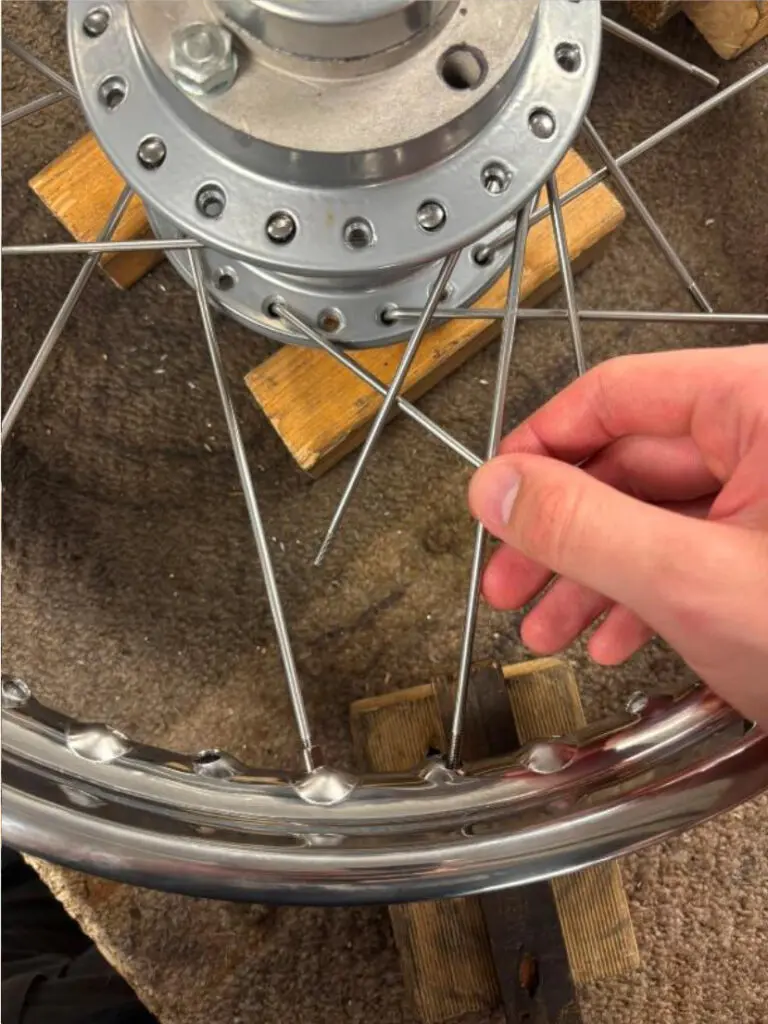 6. Important! Inner Spoke Lengths From Either Side Should Have Thread Exposed On The Inside. If Not, Don&Apos;T Carry On. Either You Aren&Apos;T Crossing Enough Or Spokes On One Side Of The Hub Need To Move Around One Hole. See Next Photo.